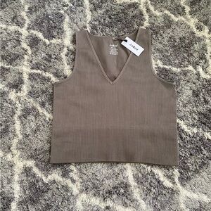 V-Neck Ribbed Crop Top NWT